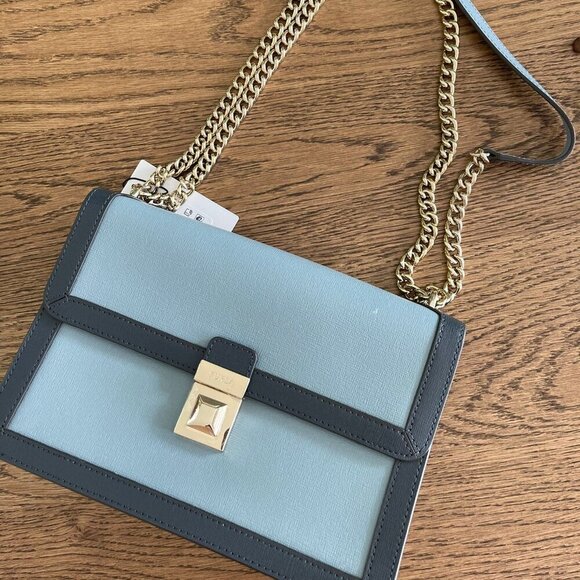 NWT！NEW! Furla Dixie Shoulder Bag -Large -Blue Multi -Women Leather metropolis - Picture 1 of 7